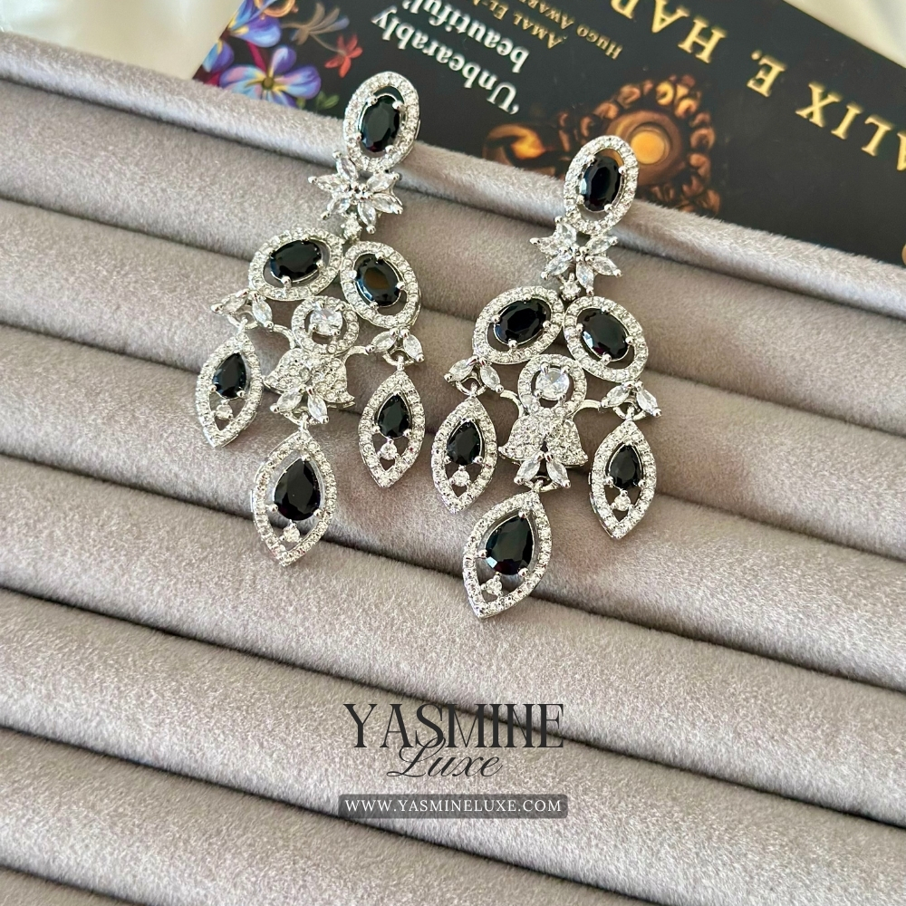 Onyx Elegance Diamond Earrings