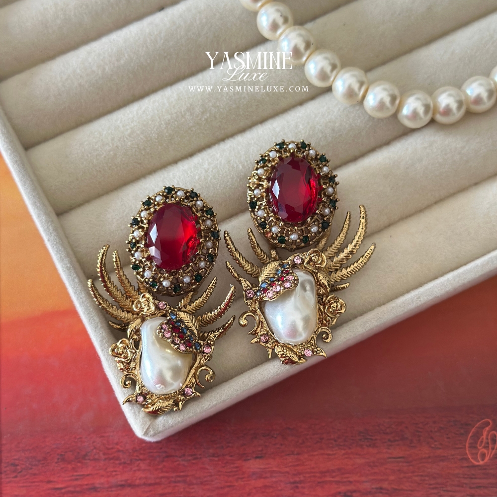 Ruby Baroque Pearl Drops