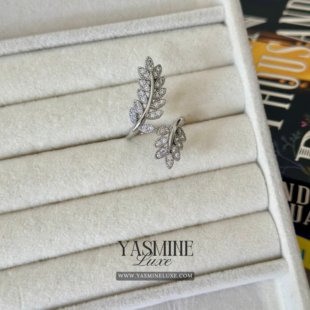 Sparkling Leaf Wrap Ring