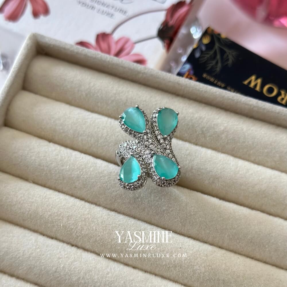 Aqua Butterfly Ring